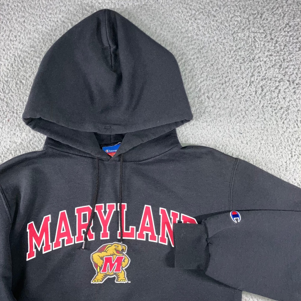 Champion Maryland Hoodie Small Black Terrapins Mascot y2k 90s Retro Classic